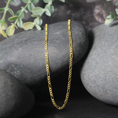 14k Yellow Gold Solid Figaro Chain (1.90 mm)