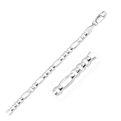 14k White Gold Solid Figaro Chain (4.50 mm)-Teresa&#39;s Fashionista LLC