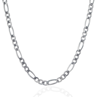 14k White Gold Solid Figaro Chain (4.50 mm)-Teresa&#39;s Fashionista LLC