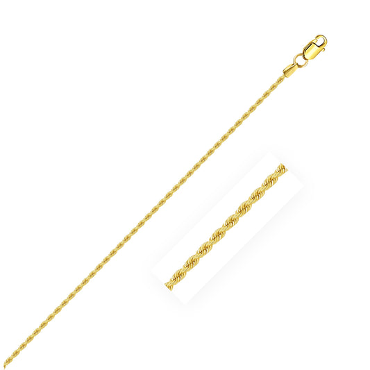 14k Yellow Gold Solid Rope Chain (1.30 mm)-Teresa&#39;s Fashionista LLC