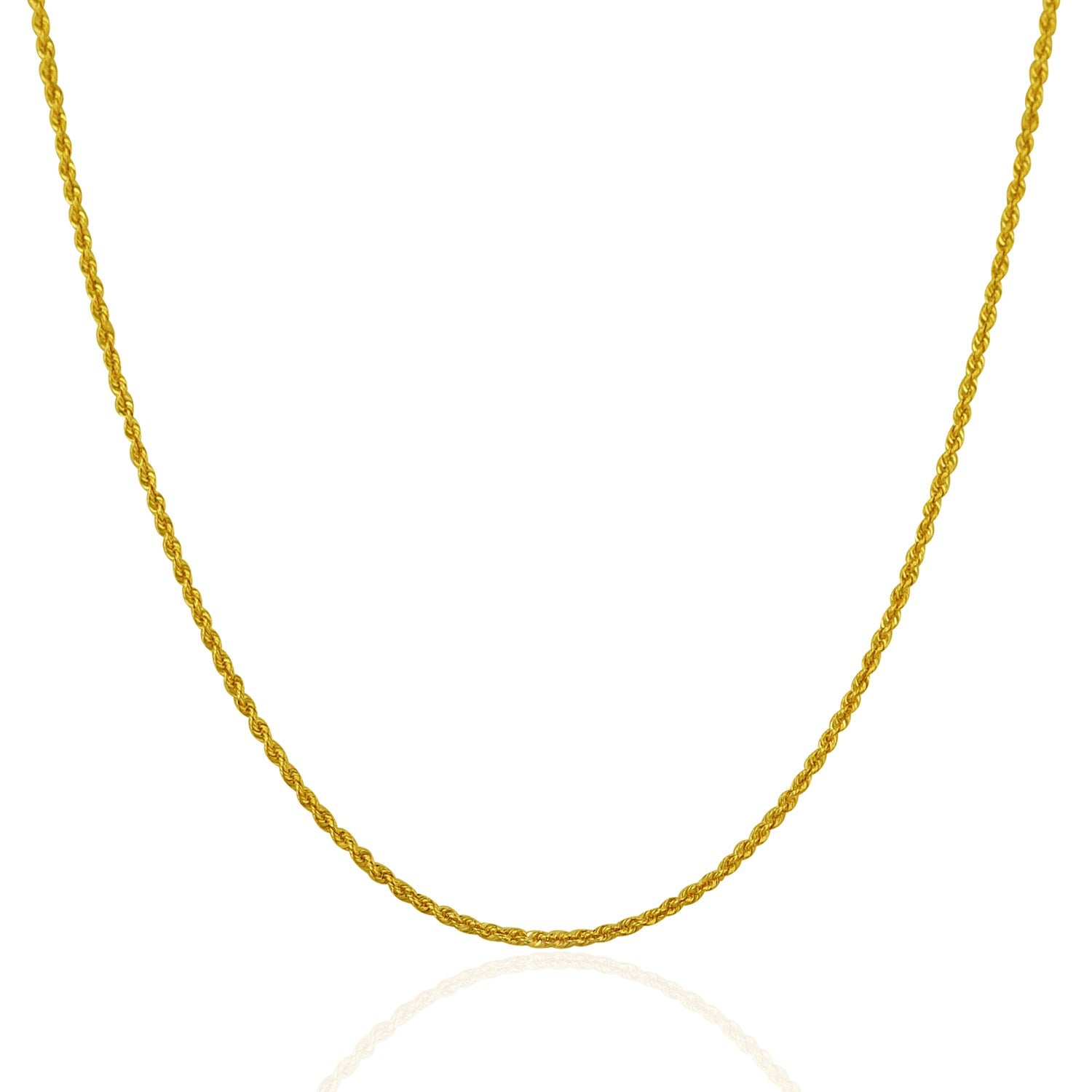 14k Yellow Gold Solid Rope Chain (1.30 mm)-Teresa&#39;s Fashionista LLC