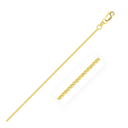 14k Yellow Gold Diamond Cut Round Wheat Chain (1.20 mm)