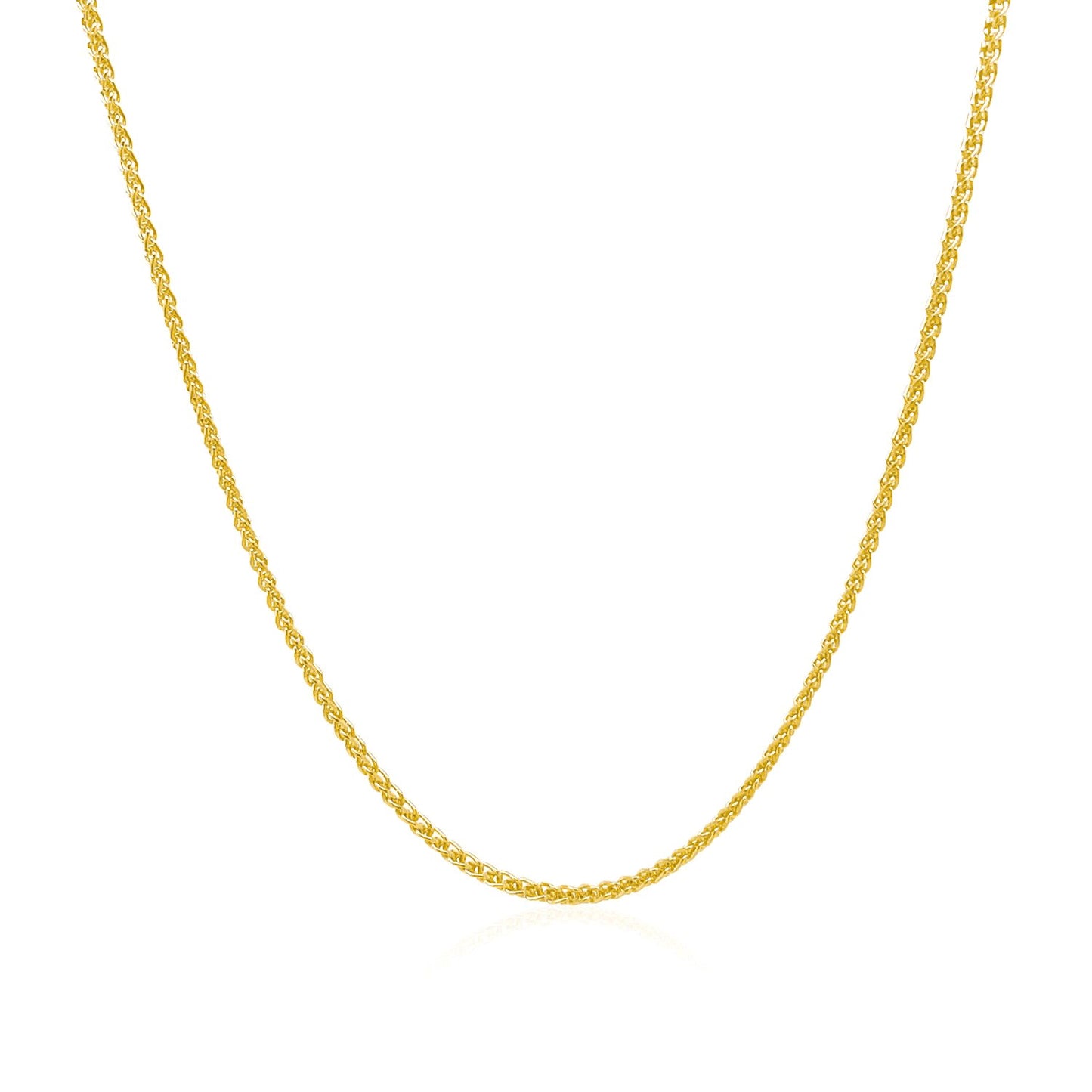 14k Yellow Gold Diamond Cut Round Wheat Chain (1.20 mm)