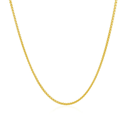 14k Yellow Gold Diamond Cut Round Wheat Chain (1.20 mm)