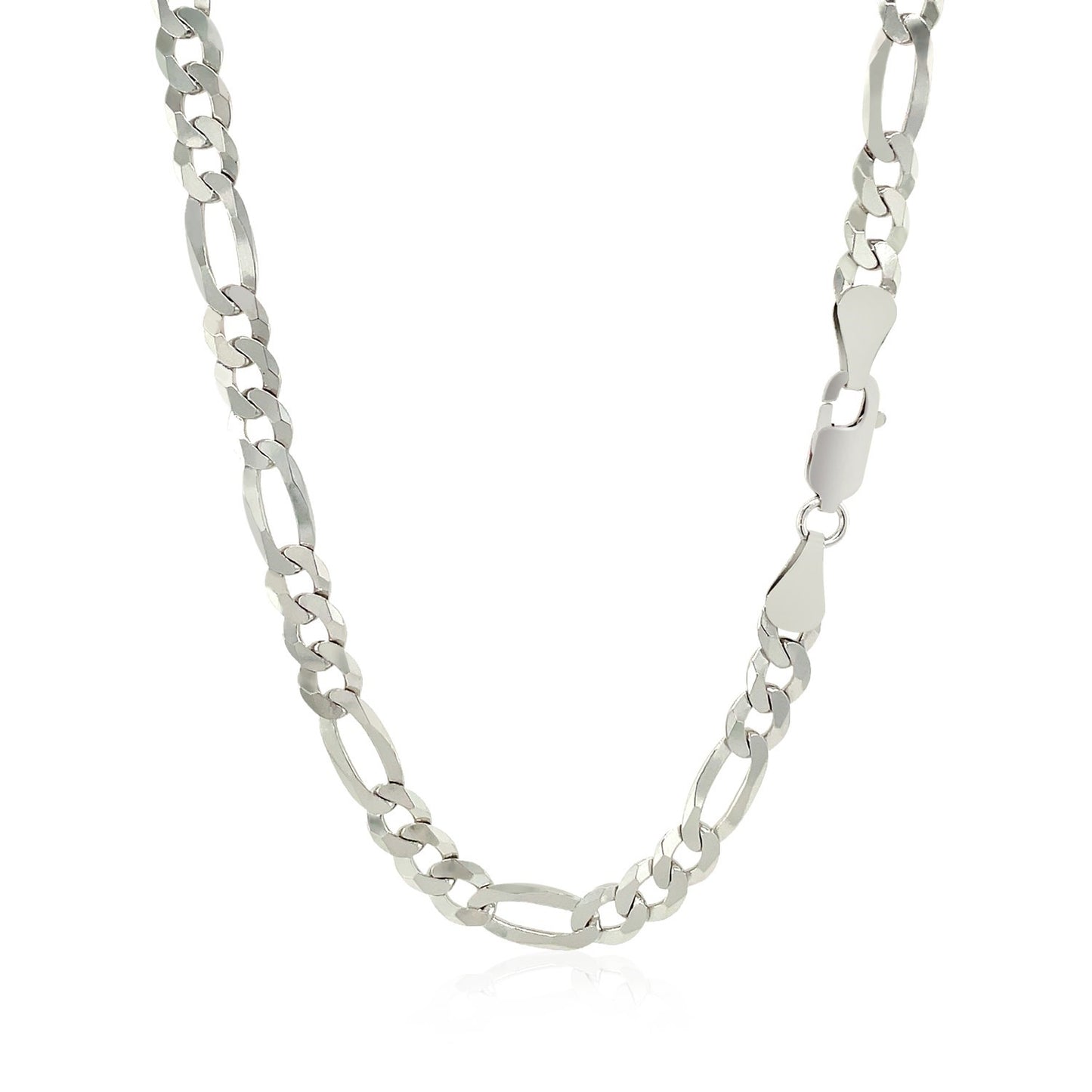 Rhodium Plated Sterling Silver Figaro Style Chain (5.40 mm)-Teresa&#39;s Fashionista LLC