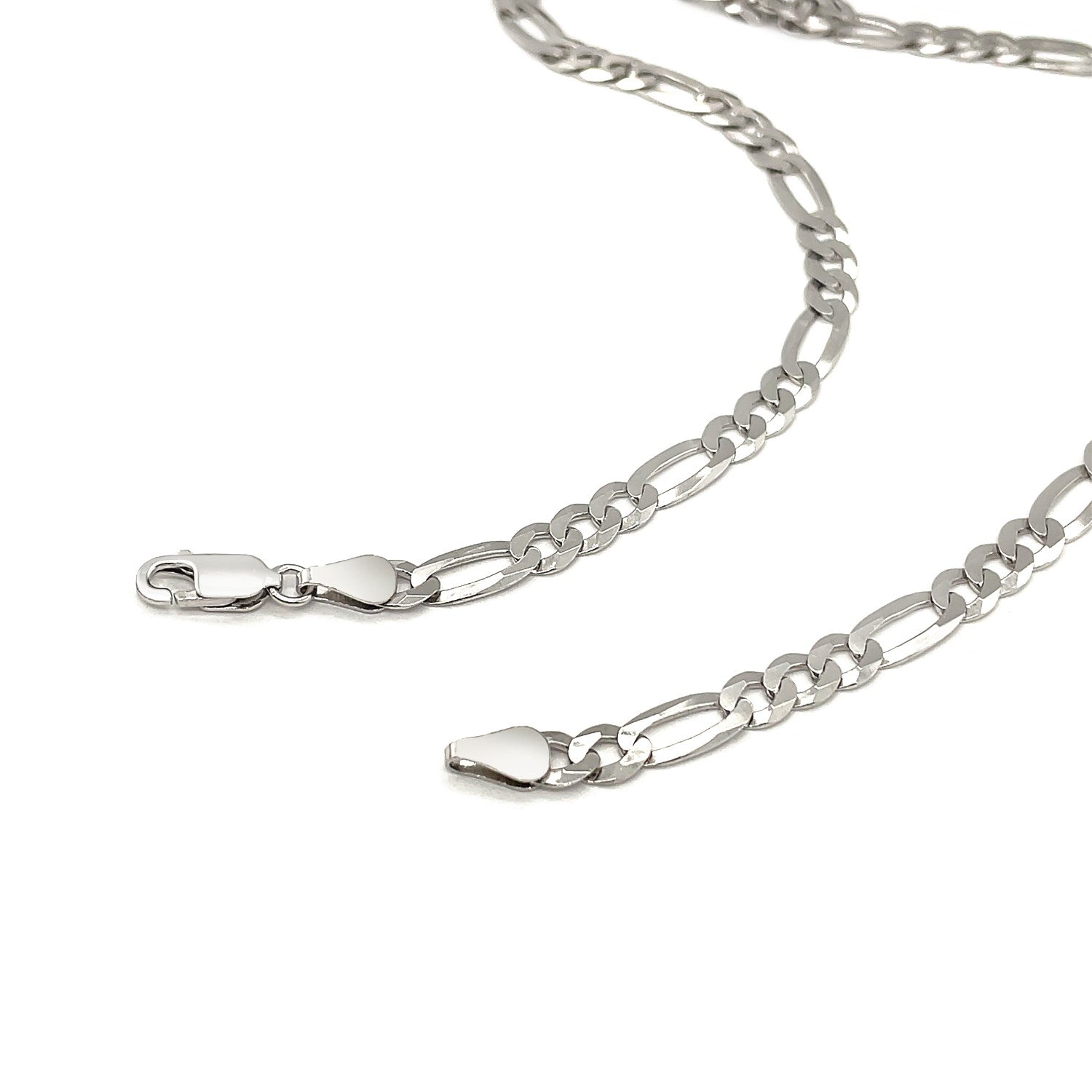 Rhodium Plated Sterling Silver Figaro Style Chain (5.40 mm)-Teresa&#39;s Fashionista LLC