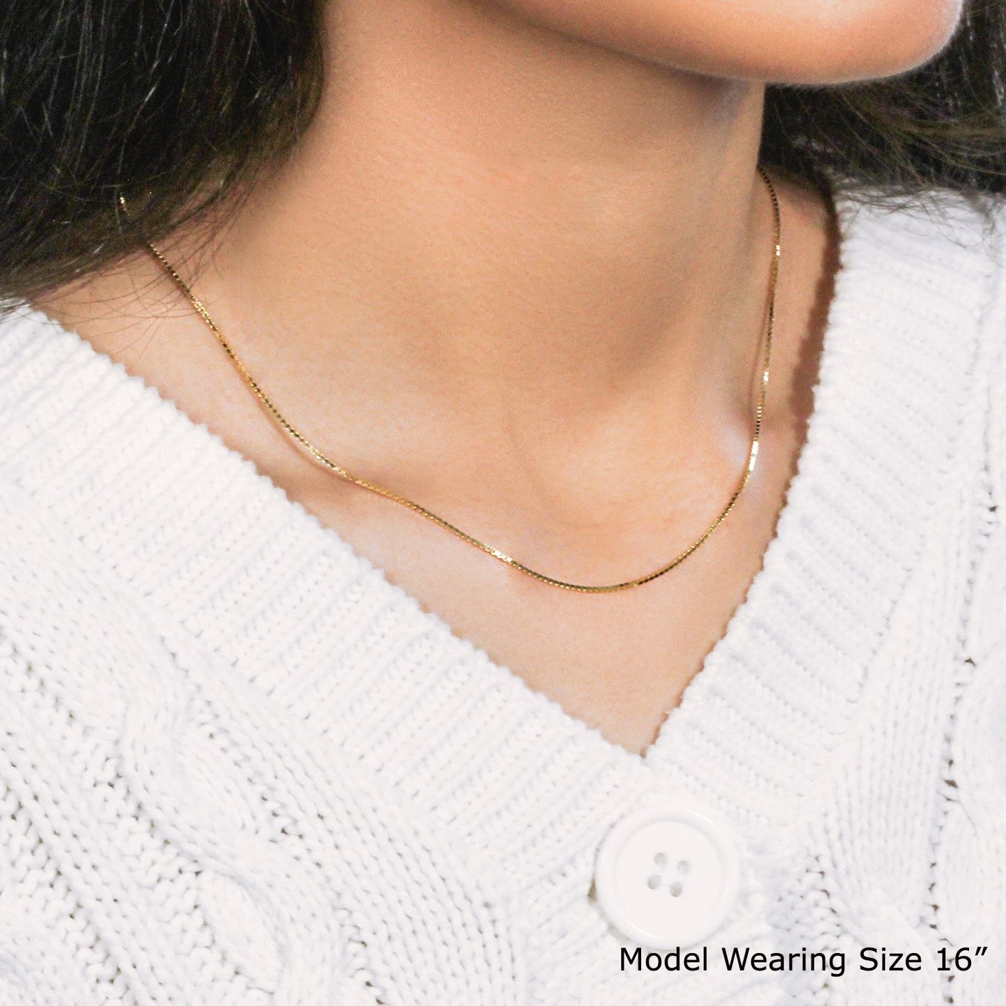 18k Yellow Gold Classic Box Chain (0.85 mm)-Teresa&#39;s Fashionista LLC