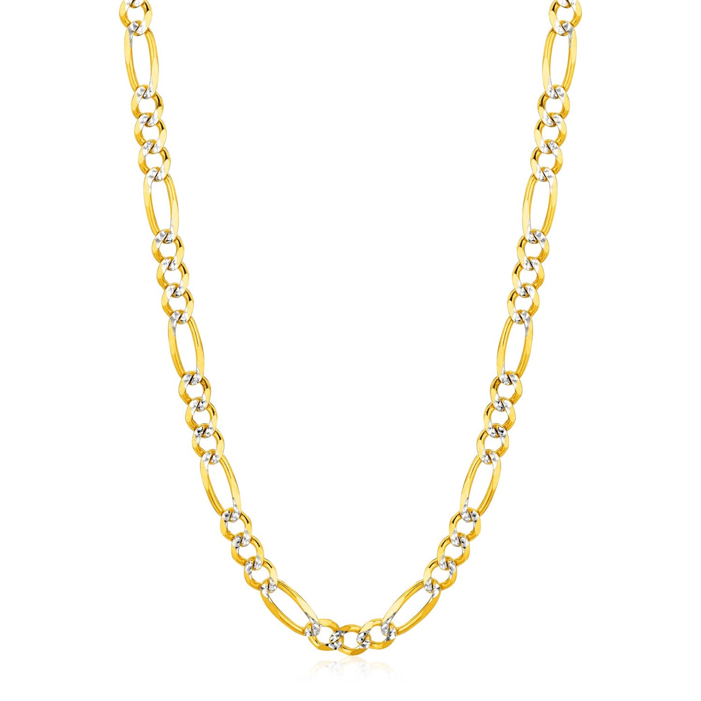 14K Yellow Gold Solid Pave Figaro Chain (5.90 mm)