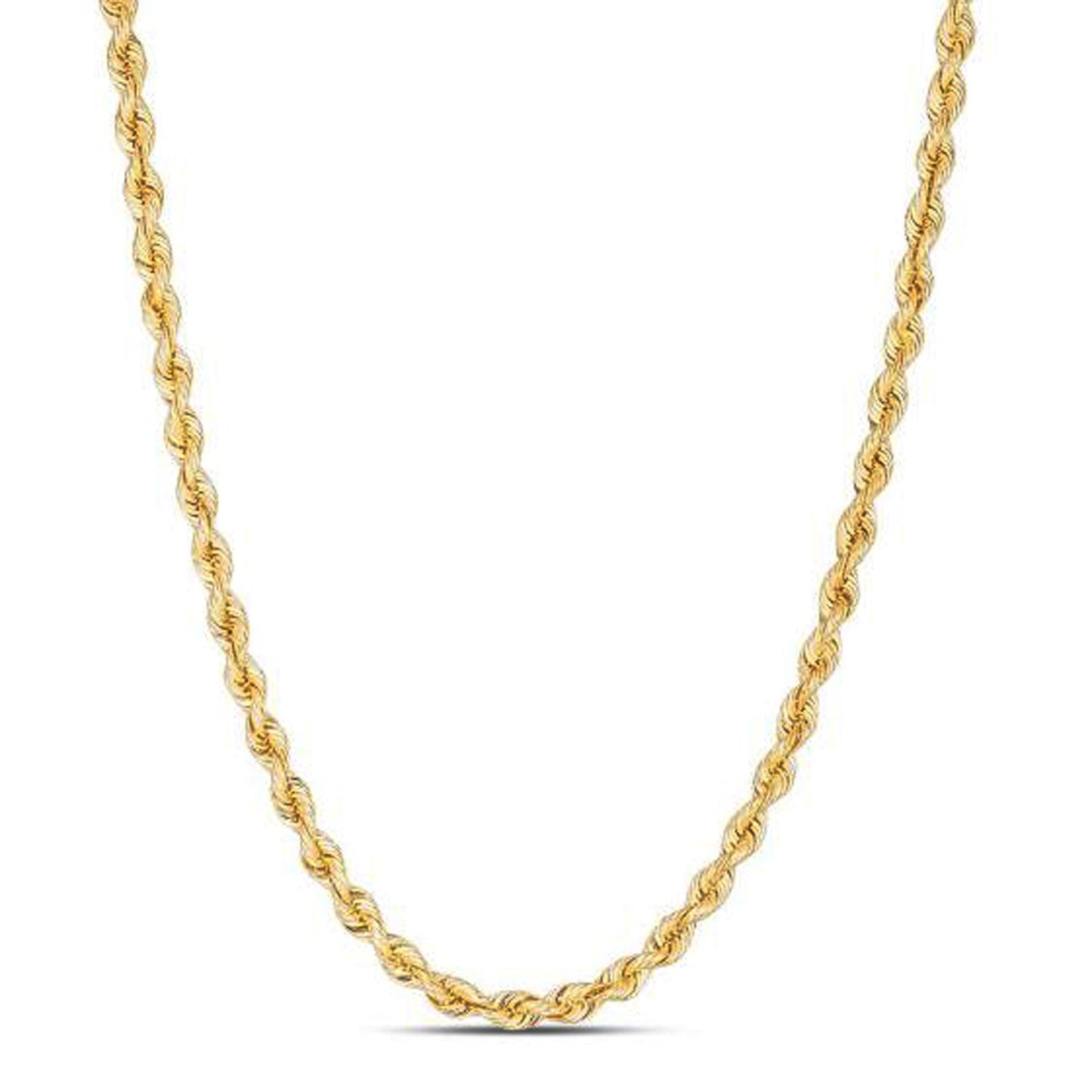 14k Yellow Gold Light Rope Chain (3.70 mm)-Teresa&#39;s Fashionista LLC