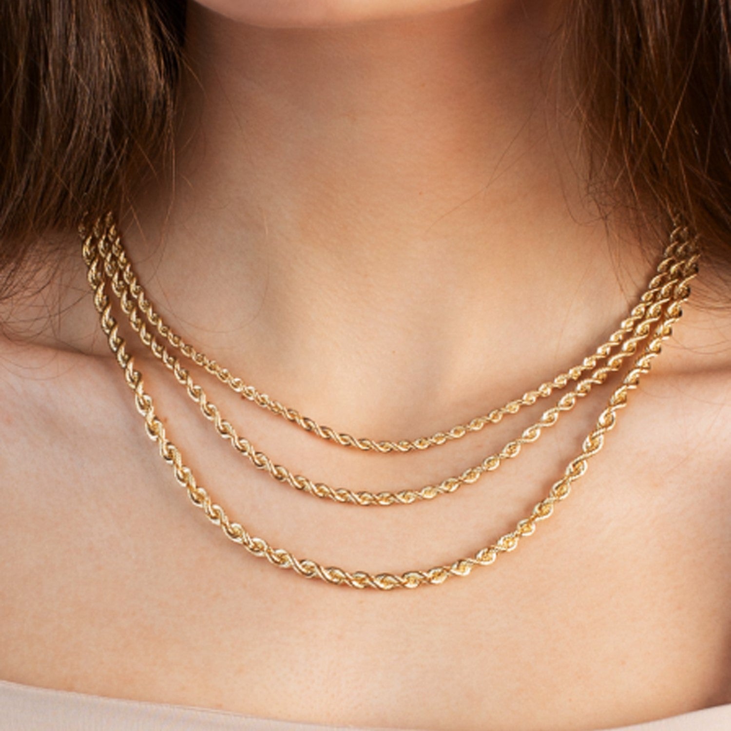 14k Yellow Gold Light Rope Chain (3.70 mm)-Teresa&#39;s Fashionista LLC