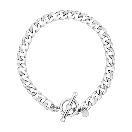 Sterling Silver Polished Wide Link Toggle Bracelet (6.00 mm)