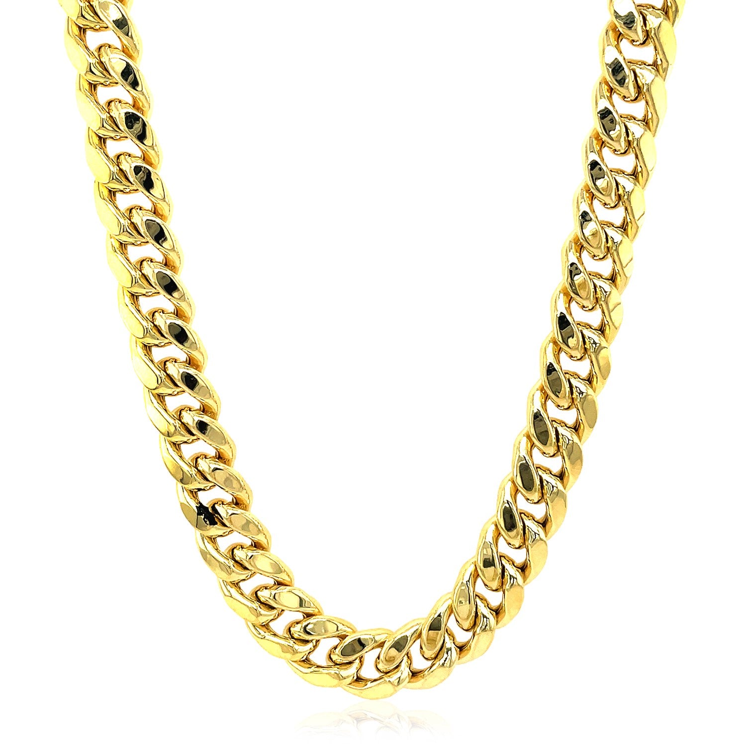 10k Yellow Gold Semi Solid Miami Cuban Chain (9.10 mm)-Teresa&#39;s Fashionista LLC