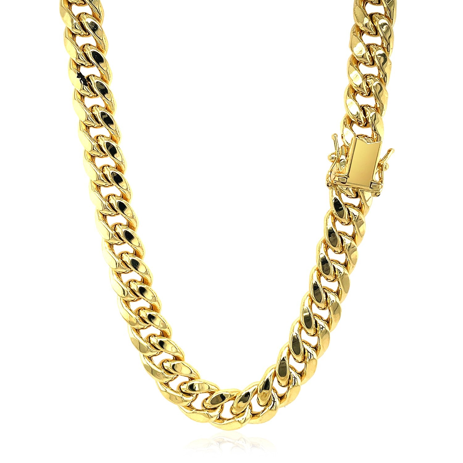 10k Yellow Gold Semi Solid Miami Cuban Chain (9.10 mm)-Teresa&#39;s Fashionista LLC