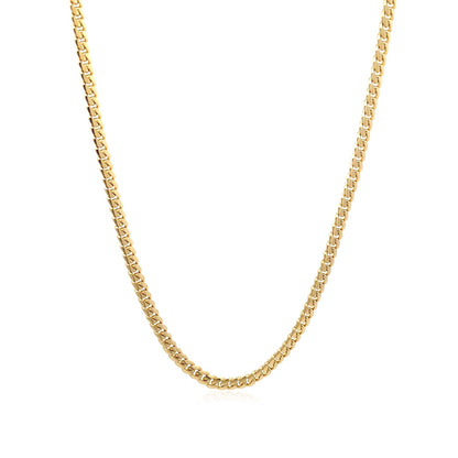 14k Yellow Gold Classic Solid Miami Cuban Chain (3.20 mm)-Teresa&#39;s Fashionista LLC