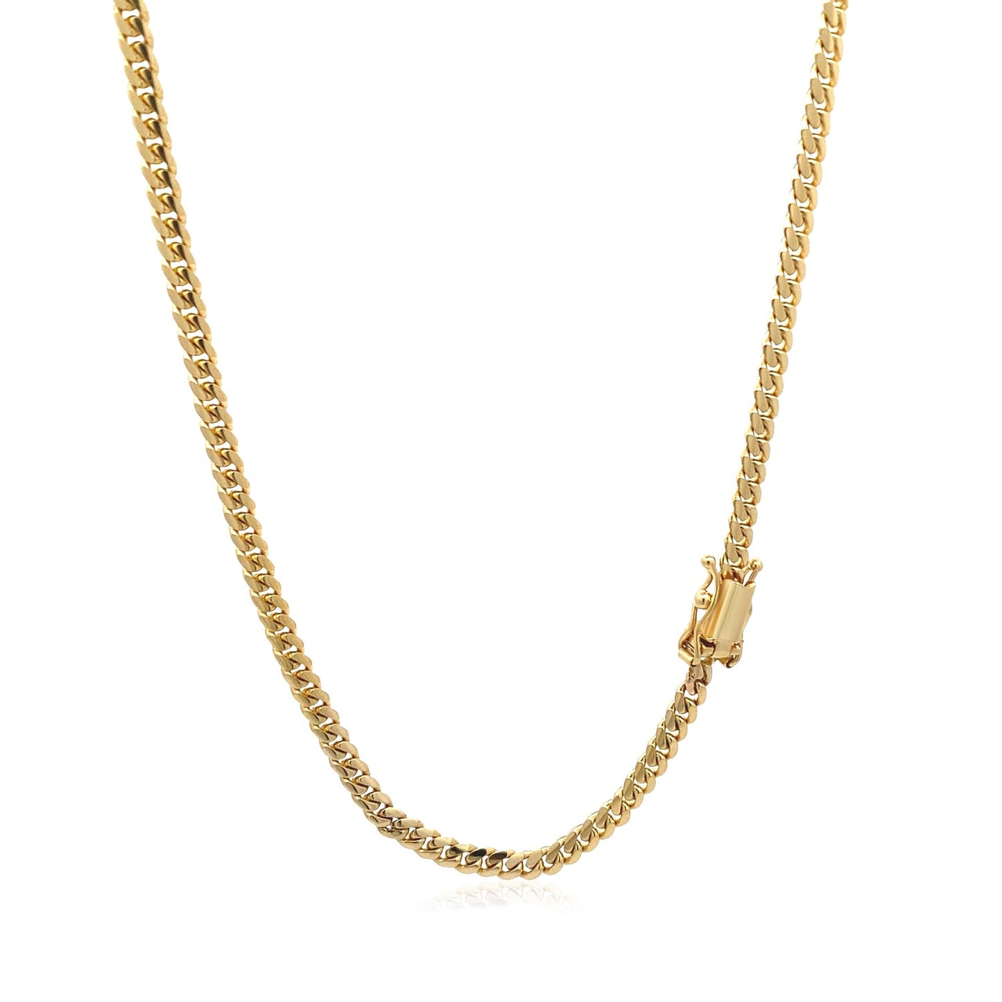 14k Yellow Gold Classic Solid Miami Cuban Chain (3.20 mm)-Teresa&#39;s Fashionista LLC