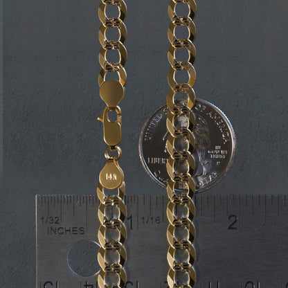 14k Two Tone Gold Pave Curb Chain (7.00 mm)