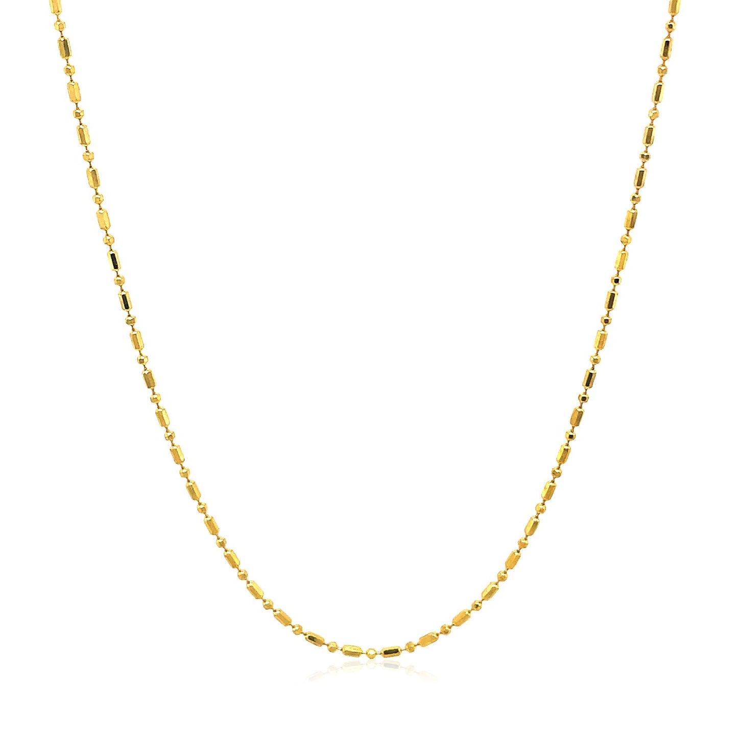 14k Yellow Gold Diamond-Cut Bead Chain (0.90 mm)-Teresa&#39;s Fashionista LLC