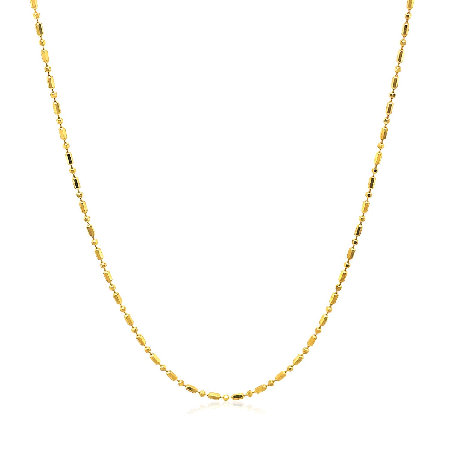 14k Yellow Gold Diamond-Cut Bead Chain (0.90 mm)-Teresa&#39;s Fashionista LLC