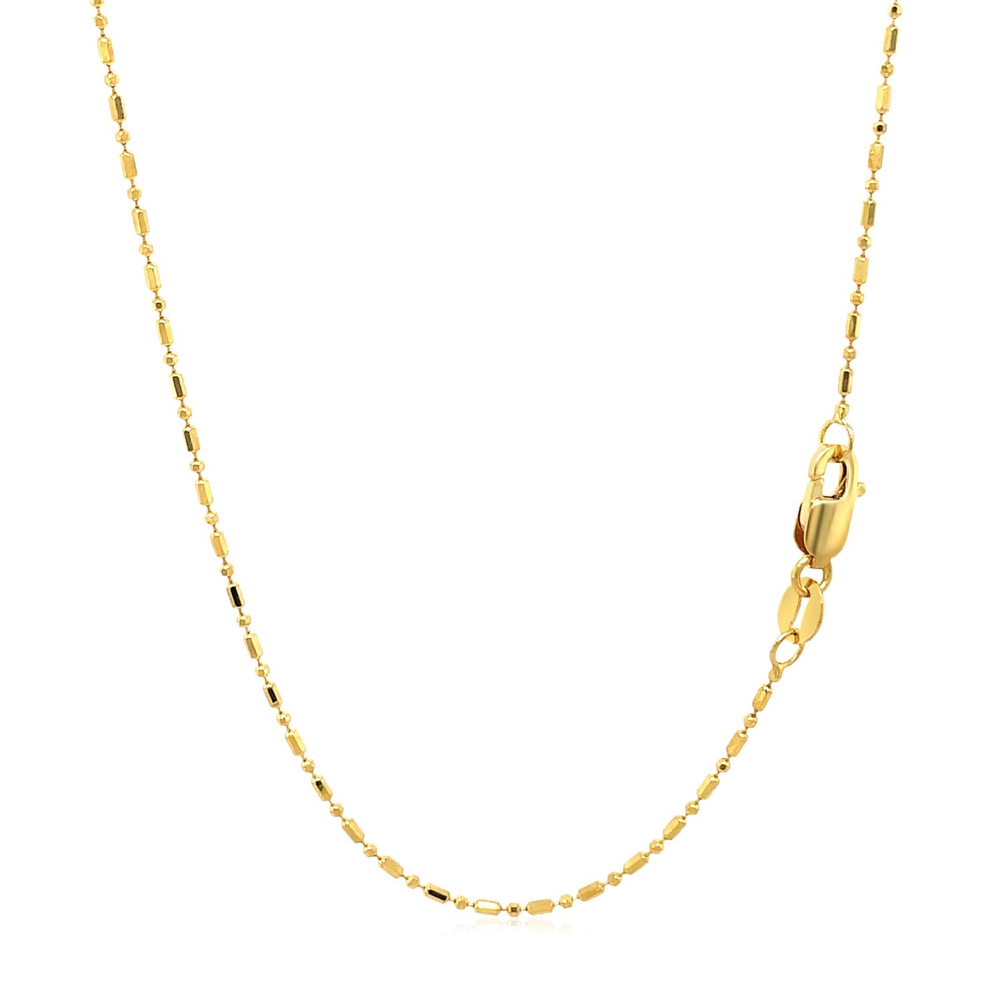 14k Yellow Gold Diamond-Cut Bead Chain (0.90 mm)-Teresa&#39;s Fashionista LLC