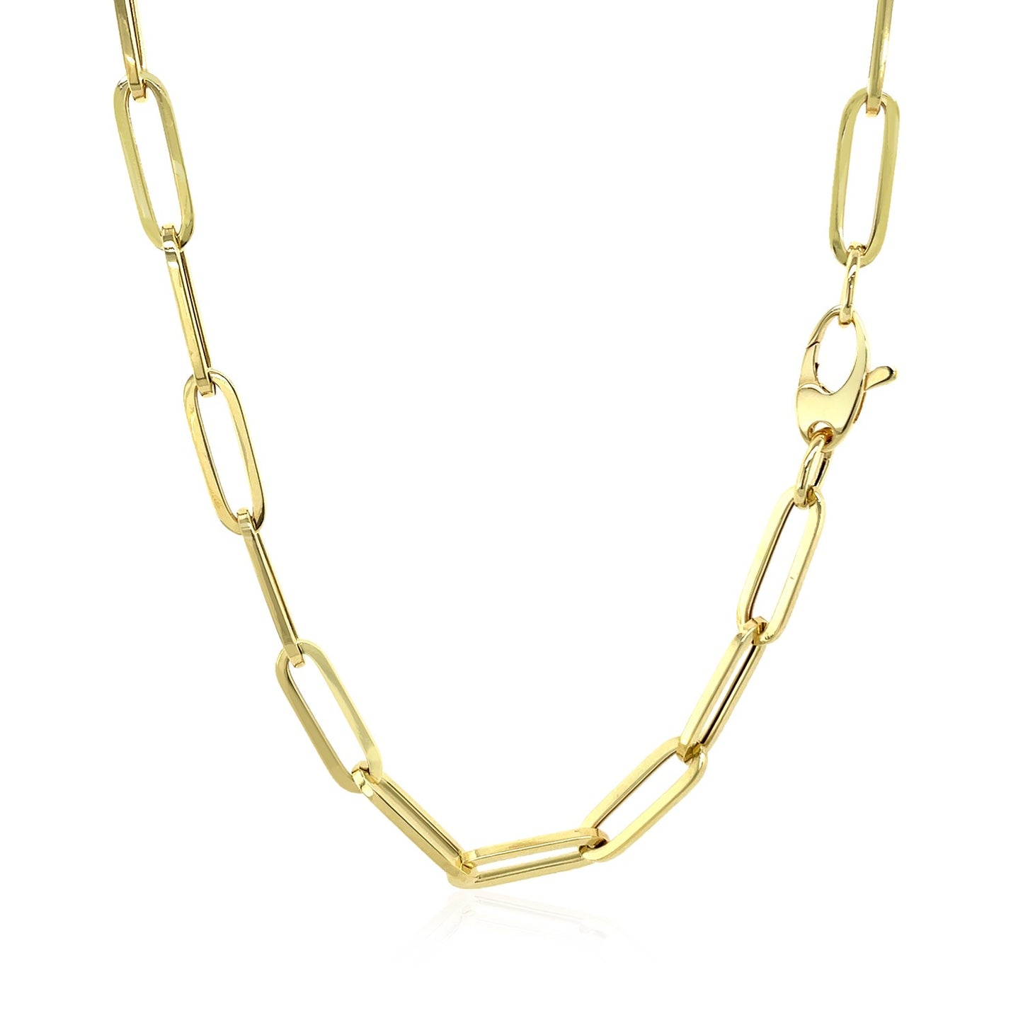 14K Yellow Gold Bold Paperclip Chain (4.20 mm)-Teresa&#39;s Fashionista LLC