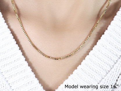 14k Yellow Gold Semi Solid Box Chain (1.80 mm)-Teresa&#39;s Fashionista LLC