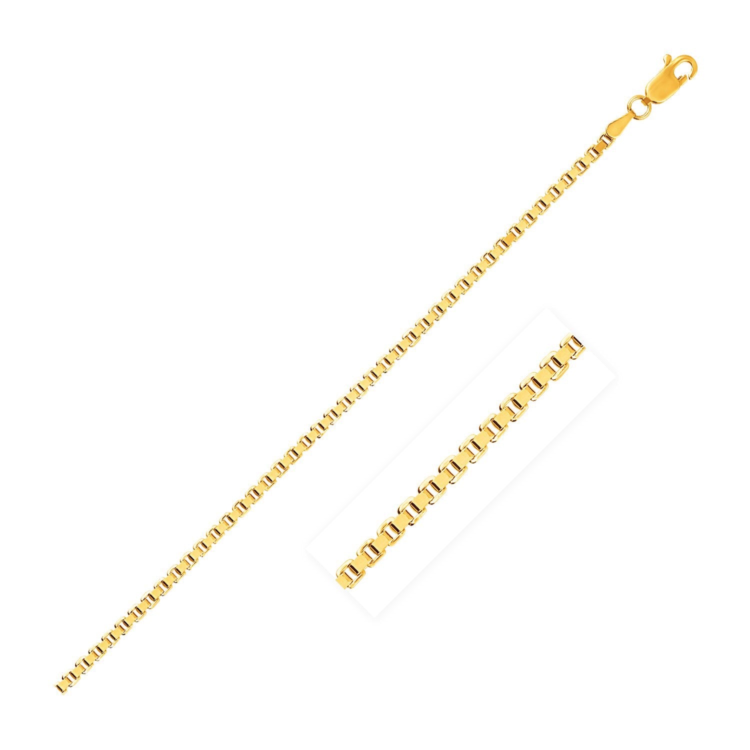 14k Yellow Gold Semi Solid Box Chain (2.50 mm)-Teresa&#39;s Fashionista LLC