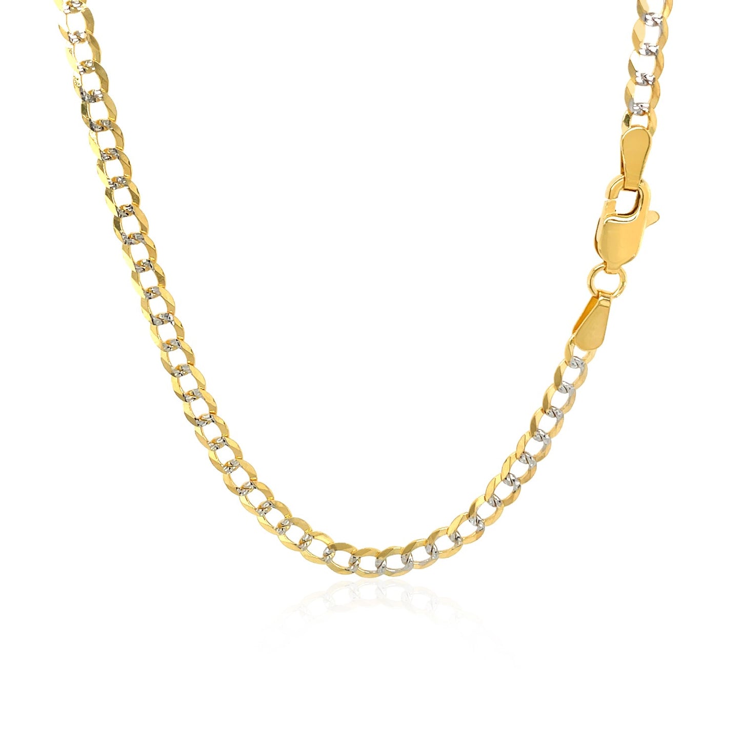 14k Two Tone Gold Pave Curb Chain (3.20 mm)