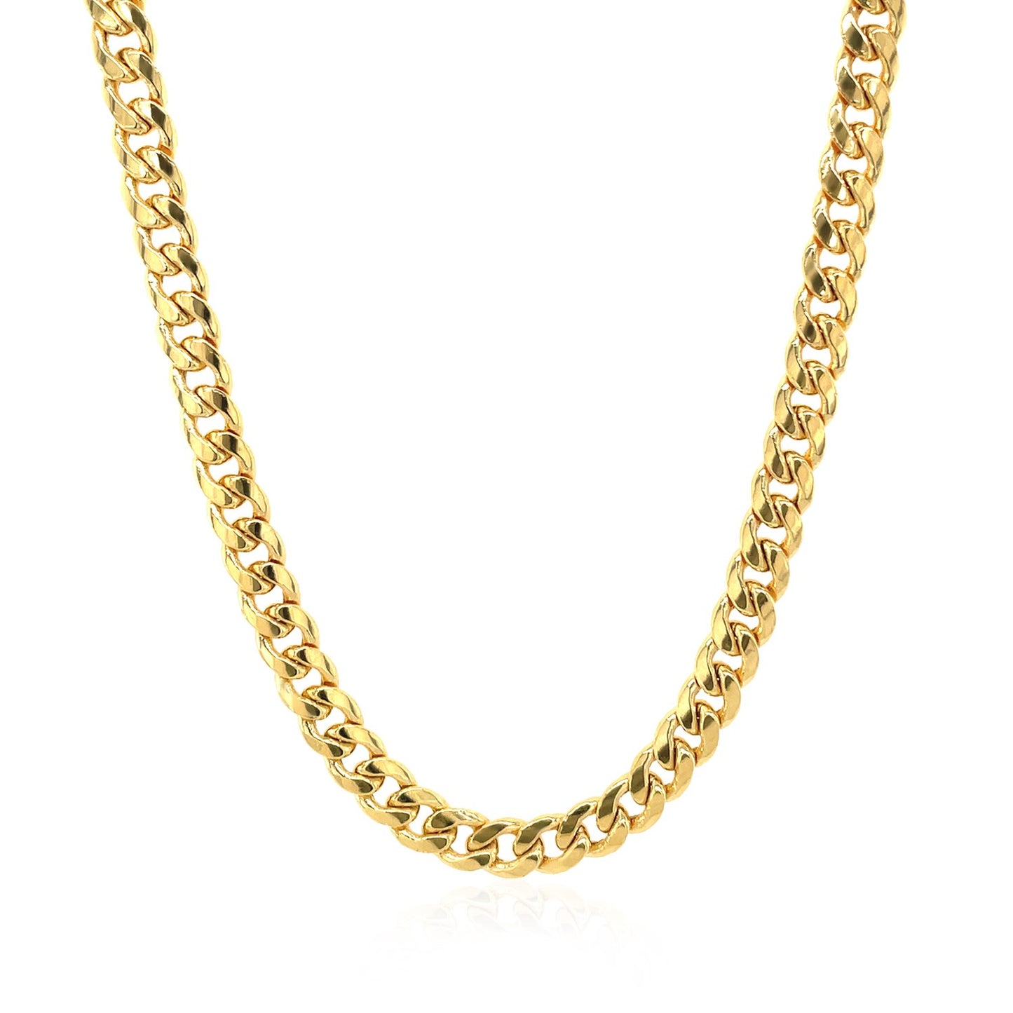 14k Yellow Gold Miami Cuban Semi Solid Chain (4.50 mm)-Teresa&#39;s Fashionista LLC