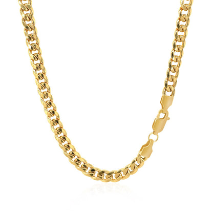 14k Yellow Gold Miami Cuban Semi Solid Chain (4.50 mm)-Teresa&#39;s Fashionista LLC