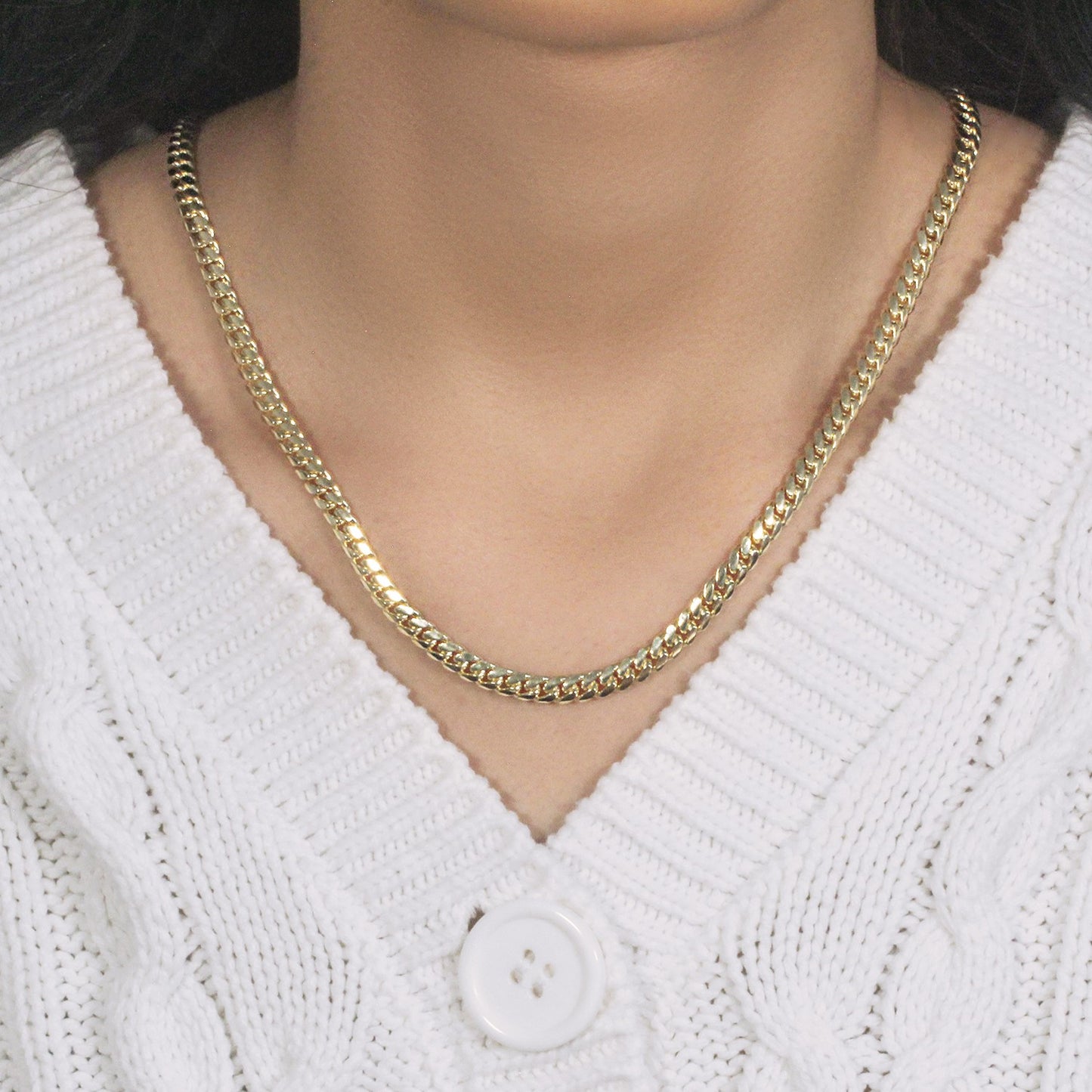 10k Yellow Gold Classic Miami Cuban Solid Chain (4.90 mm)-Teresa&#39;s Fashionista LLC