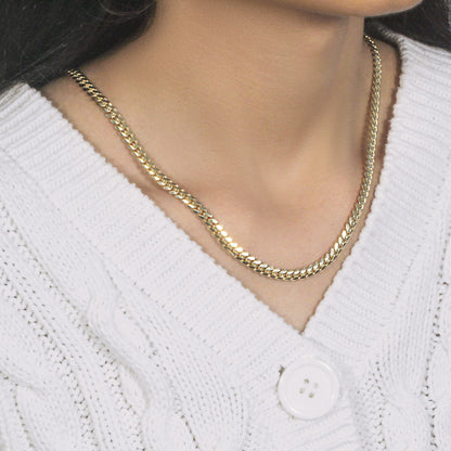 10k Yellow Gold Classic Miami Cuban Solid Chain (4.90 mm)-Teresa&#39;s Fashionista LLC