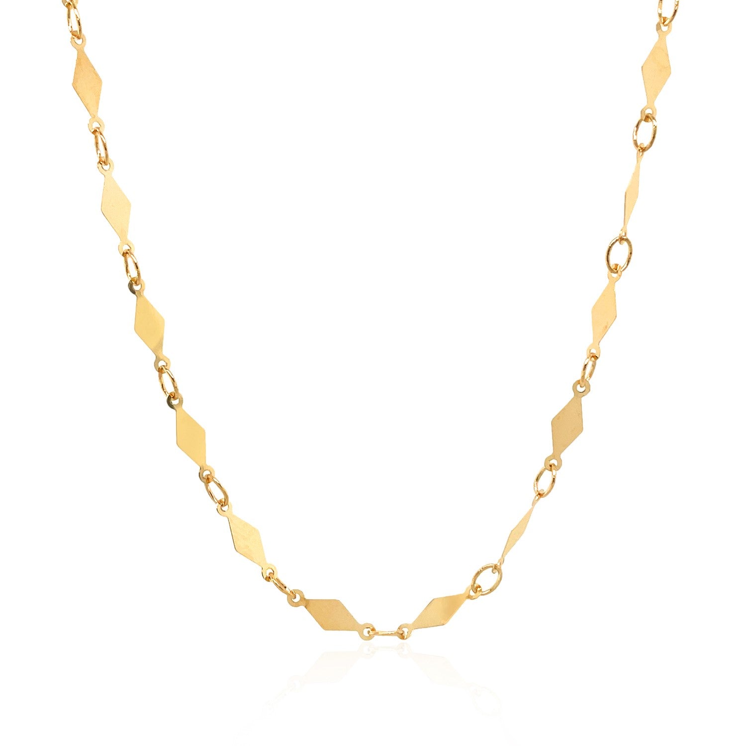 14K Yellow Gold Polished Diamond Motif Chain (3.00 mm)-Teresa&#39;s Fashionista LLC