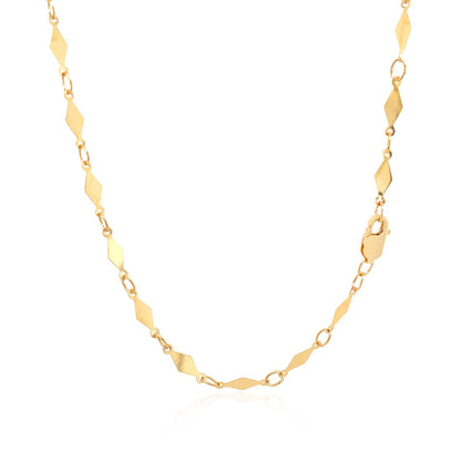 14K Yellow Gold Polished Diamond Motif Chain (3.00 mm)-Teresa&#39;s Fashionista LLC