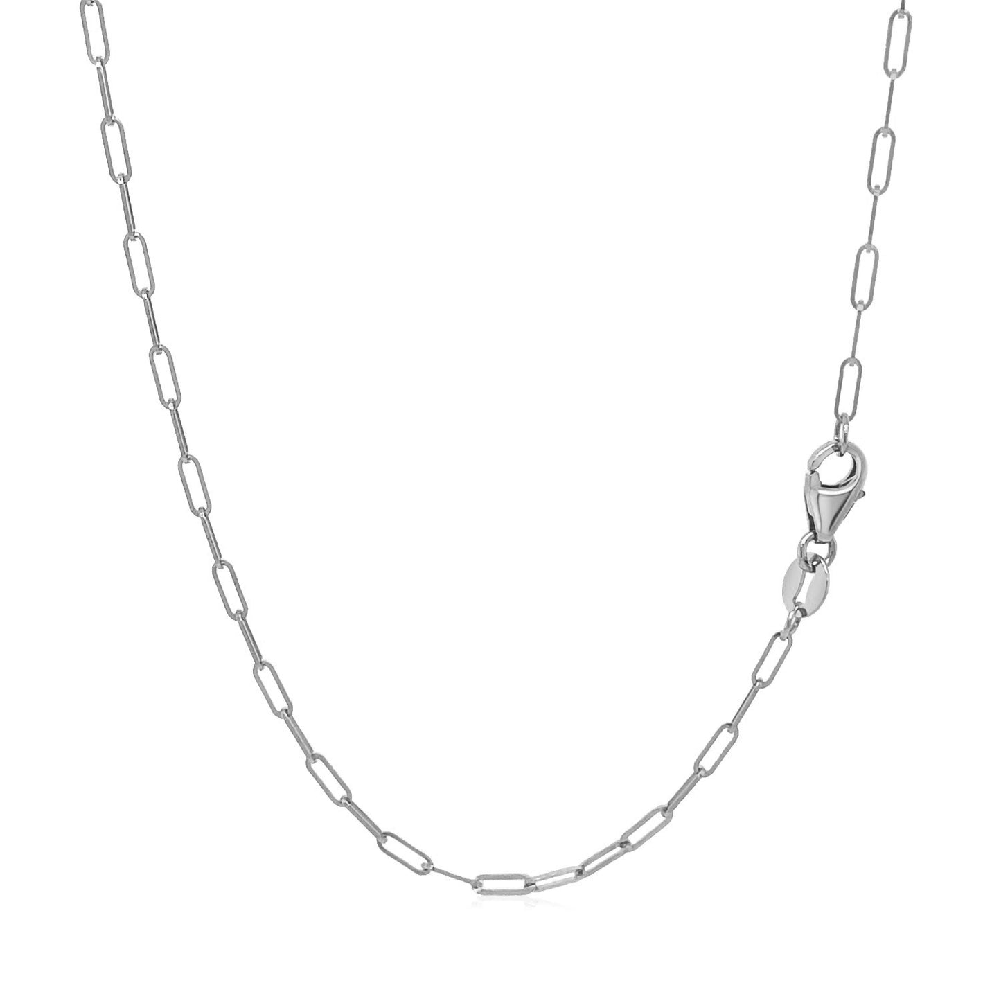 18K White Gold Fine Paperclip Chain (1.50 mm)