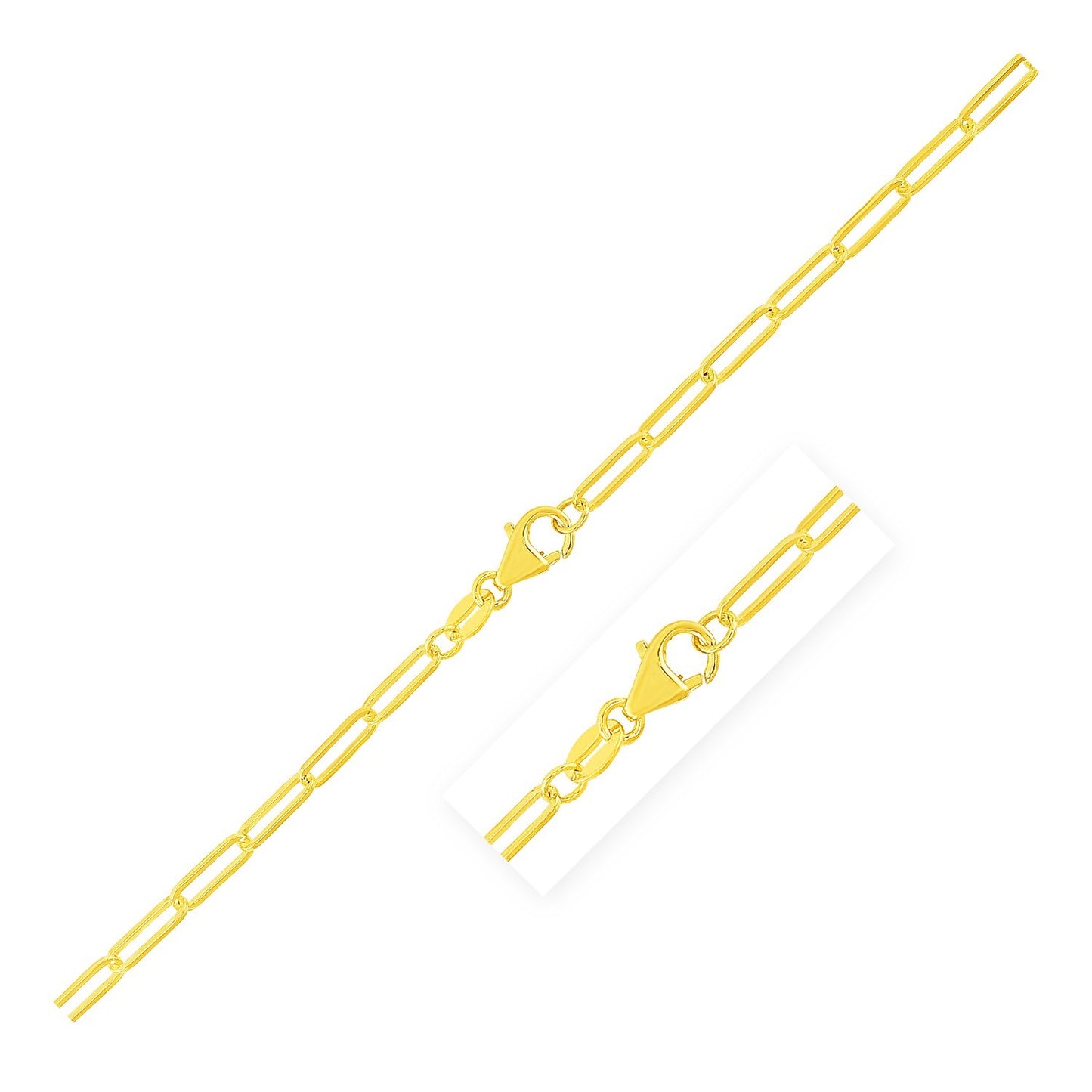 10K Yellow Gold Paperclip Chain (2.50 mm)-Teresa&#39;s Fashionista LLC