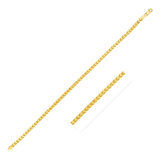 14k Yellow Solid Gold Diamond Cut Round Franco Chain (2.20 mm)