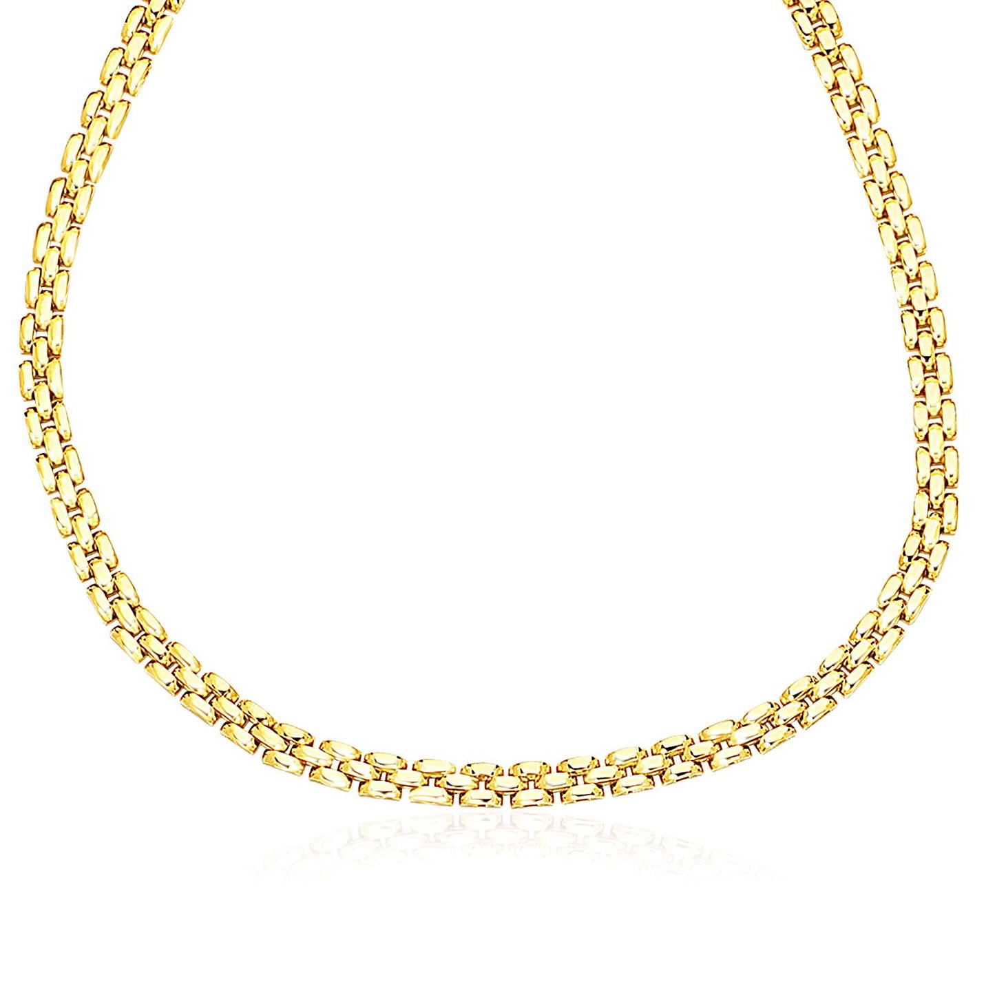 14k Yellow Gold Panther Chain Link Shiny Necklace-Teresa&#39;s Fashionista LLC