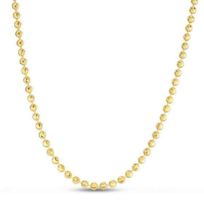 Moon Cut Bead Chain in 14k Yellow Gold (4.00 mm)-Teresa&#39;s Fashionista LLC