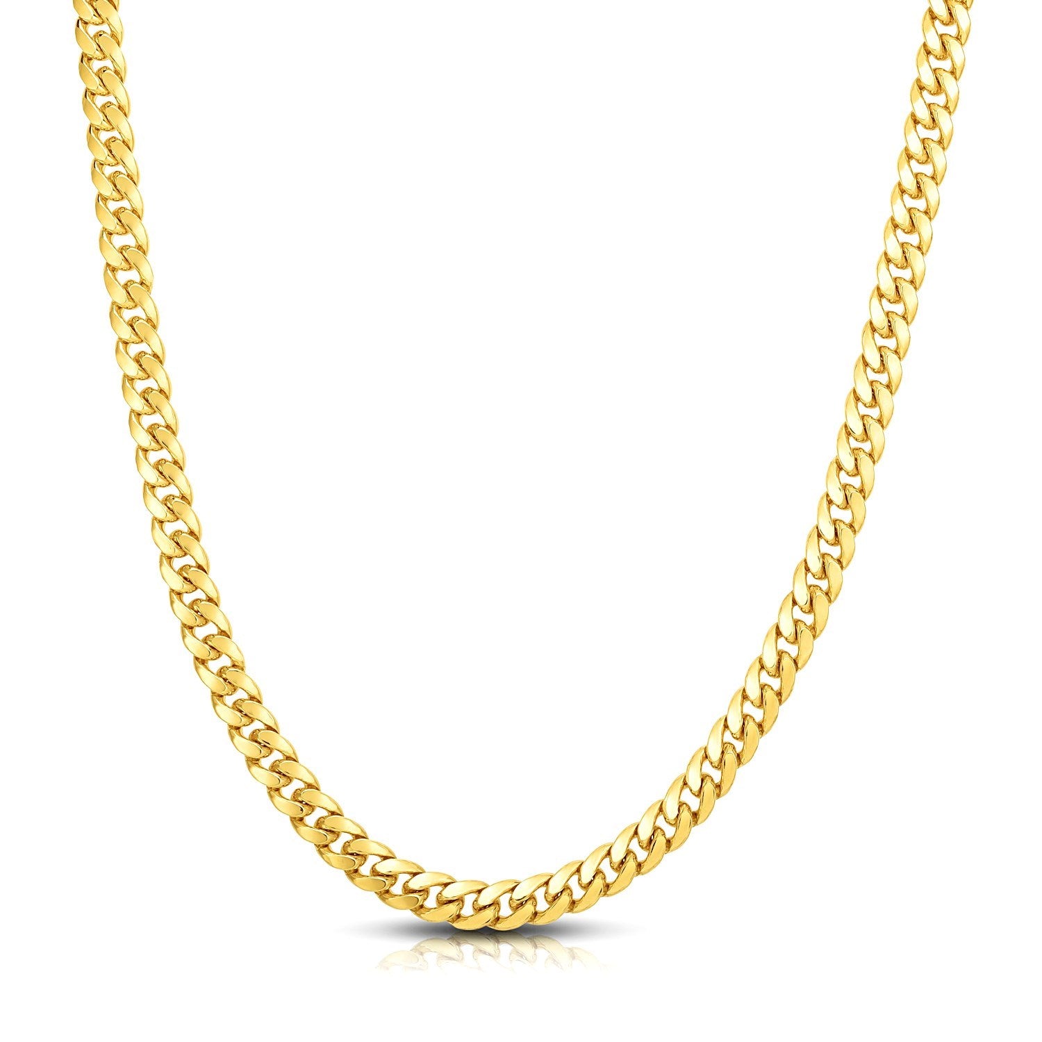 10k Yellow Gold Classic Miami Cuban Solid Chain (7.10 mm)-Teresa&#39;s Fashionista LLC