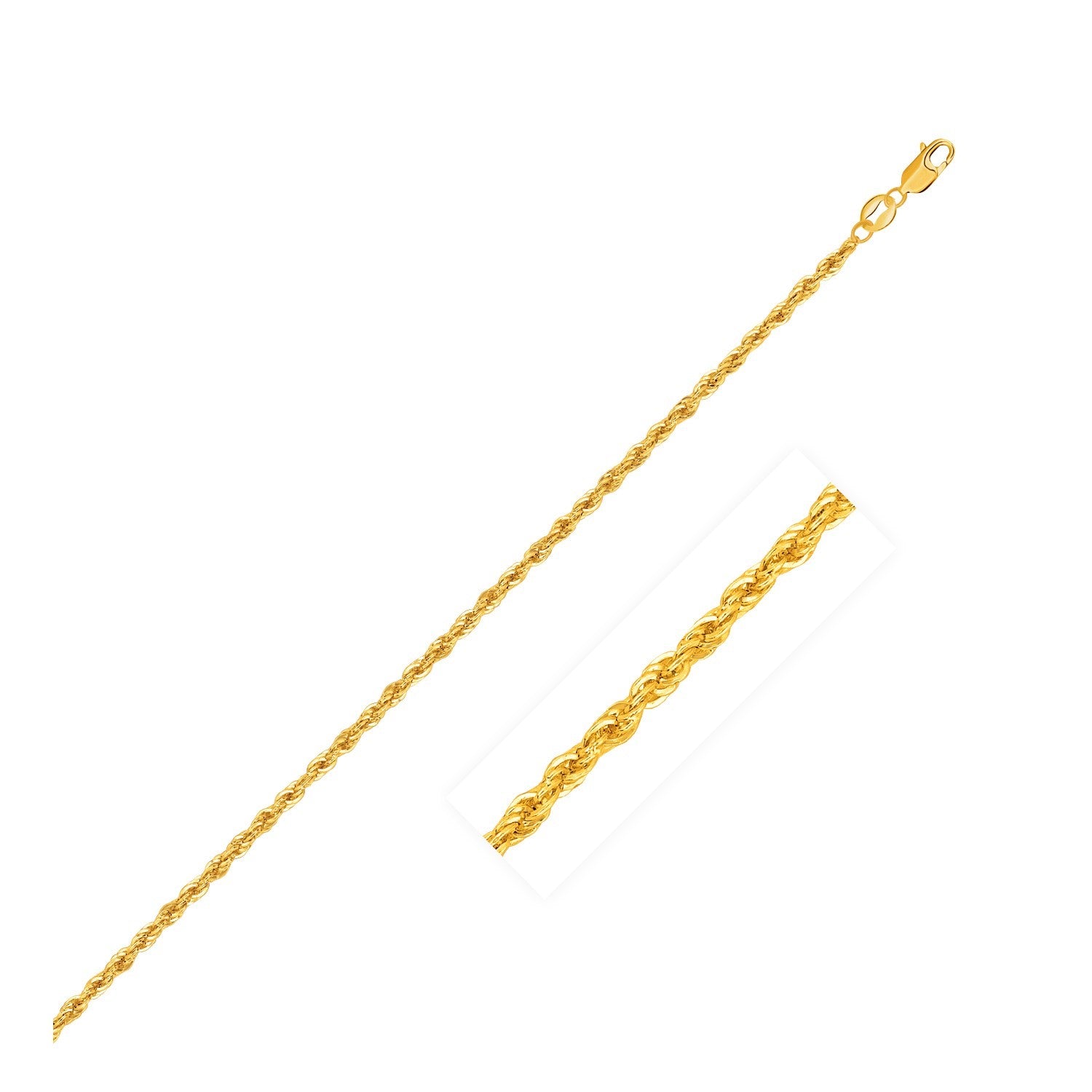 10k Yellow Gold Light Rope Chain (1.50 mm)-Teresa&#39;s Fashionista LLC