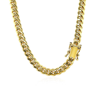 14k Yellow Gold Classic Miami Cuban Solid Chain (4.90 mm)