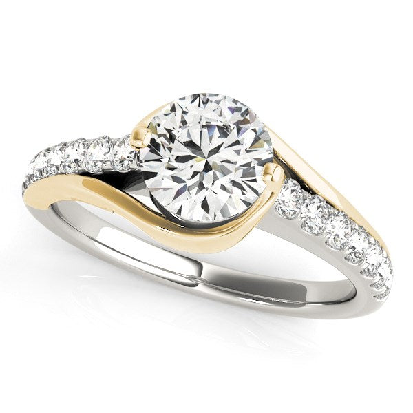 14k Two Tone Gold Split Shank Style Diamond Engagement Ring (1 1/4 cttw)-Teresa&#39;s Fashionista LLC