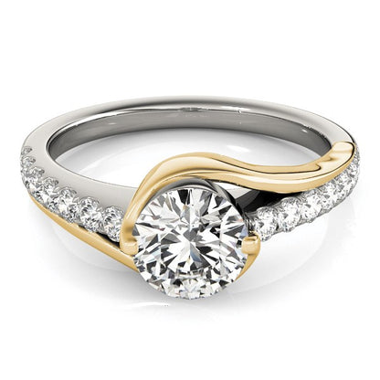 14k Two Tone Gold Split Shank Style Diamond Engagement Ring (1 1/4 cttw)-Teresa&#39;s Fashionista LLC