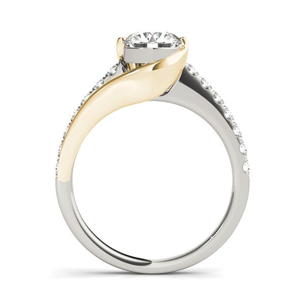 14k Two Tone Gold Split Shank Style Diamond Engagement Ring (1 1/4 cttw)-Teresa&#39;s Fashionista LLC