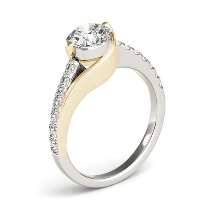 14k Two Tone Gold Split Shank Style Diamond Engagement Ring (1 1/4 cttw)-Teresa&#39;s Fashionista LLC