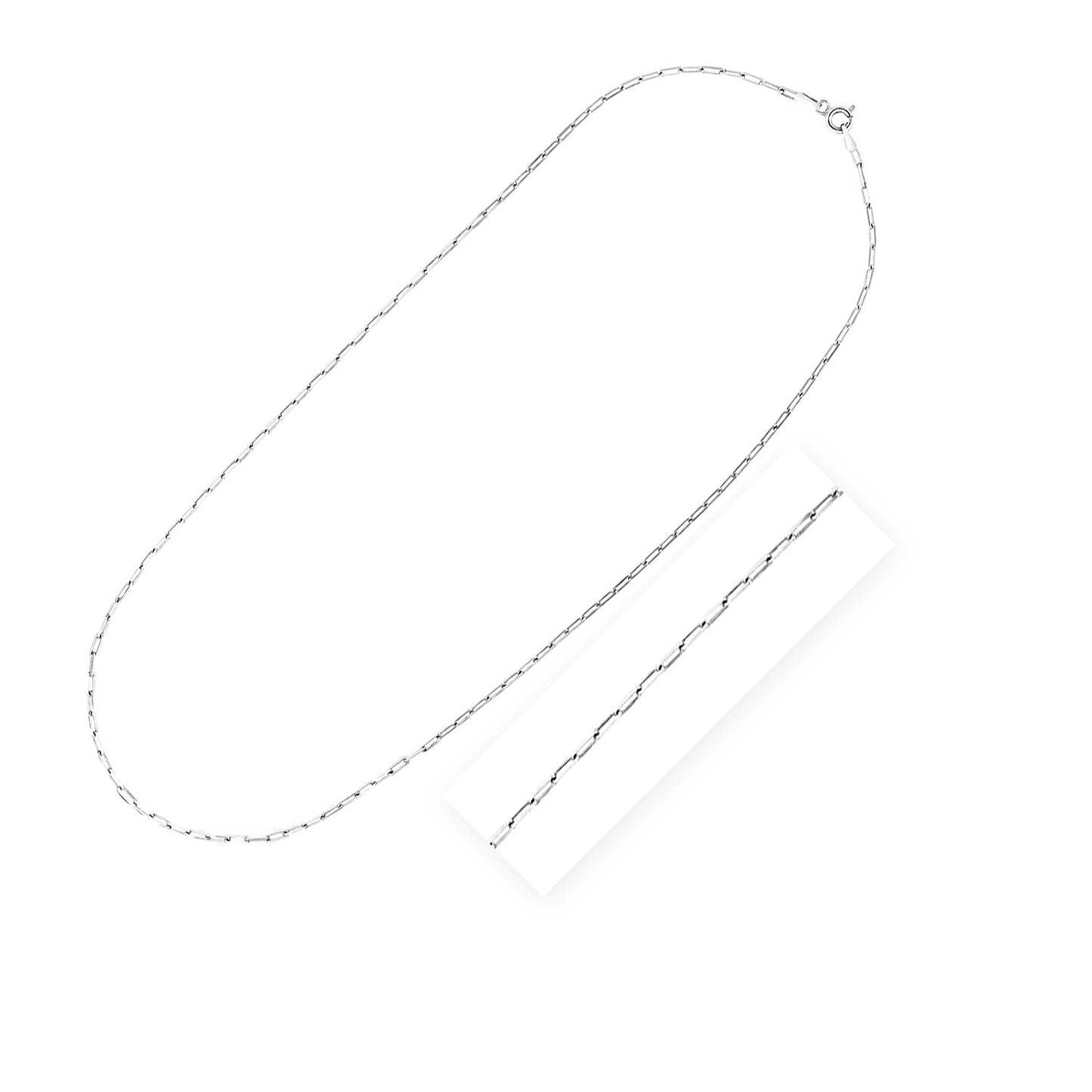 Sterling Silver Rhodium Plated Paperclip Chain (1.80 mm)-Teresa&#39;s Fashionista LLC