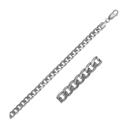 14k White Gold Miami Cuban Semi Solid Chain (5.50 mm)