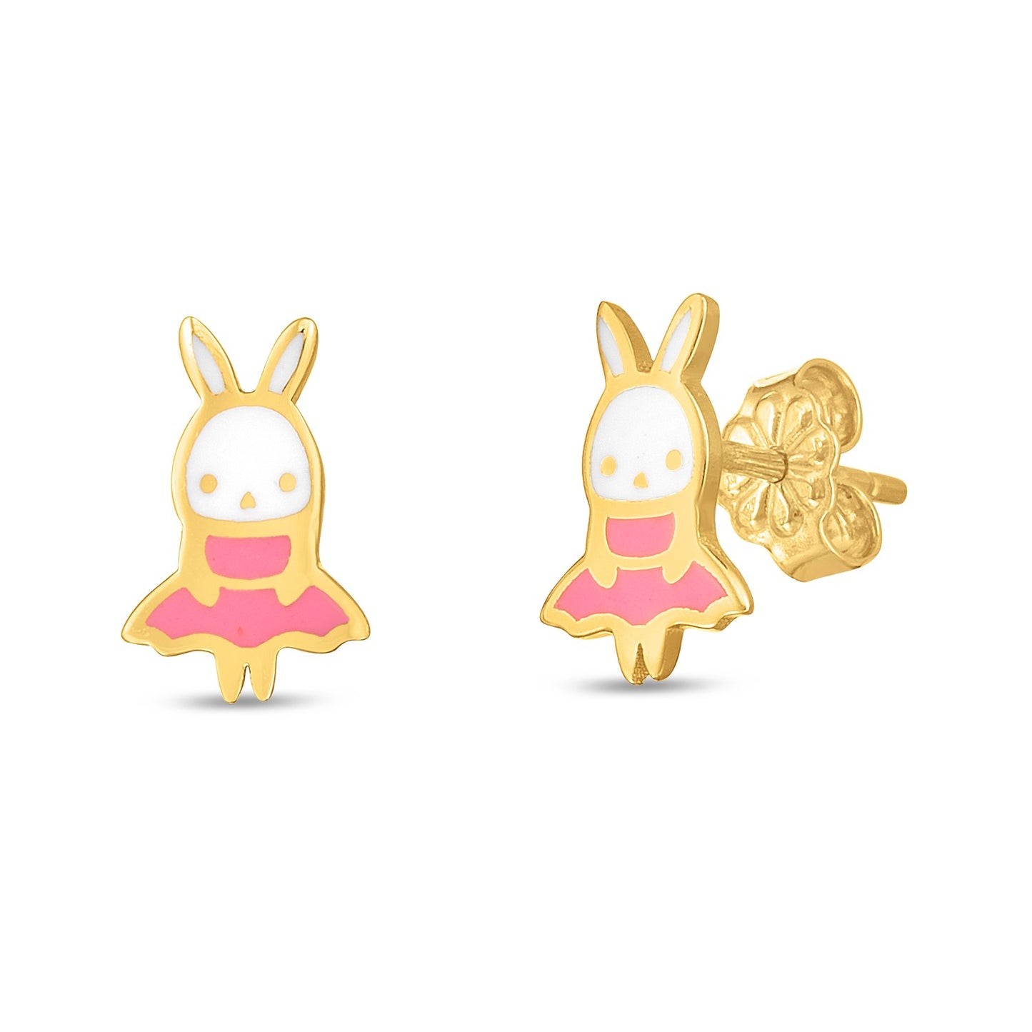 14k Yellow Gold Bunny Studs-Teresa&#39;s Fashionista LLC