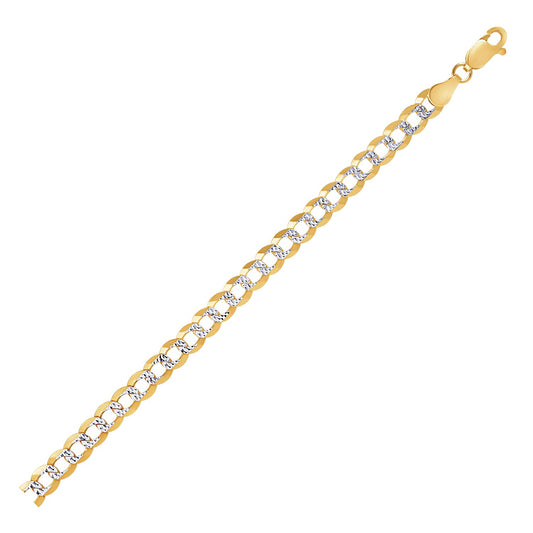 14k Two Tone Gold Pave Curb Chain (5.70 mm)-Teresa&#39;s Fashionista LLC