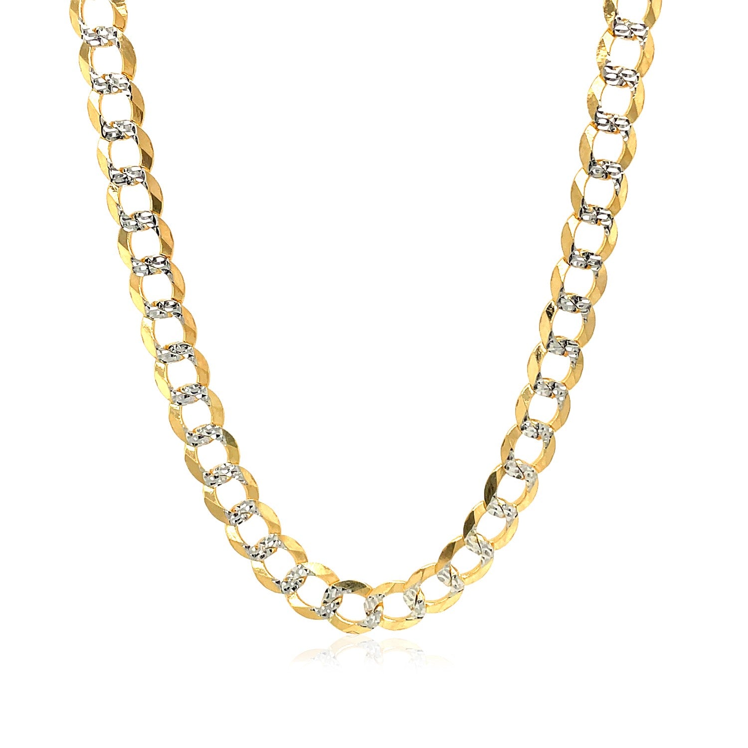 14k Two Tone Gold Pave Curb Chain (5.70 mm)-Teresa&#39;s Fashionista LLC